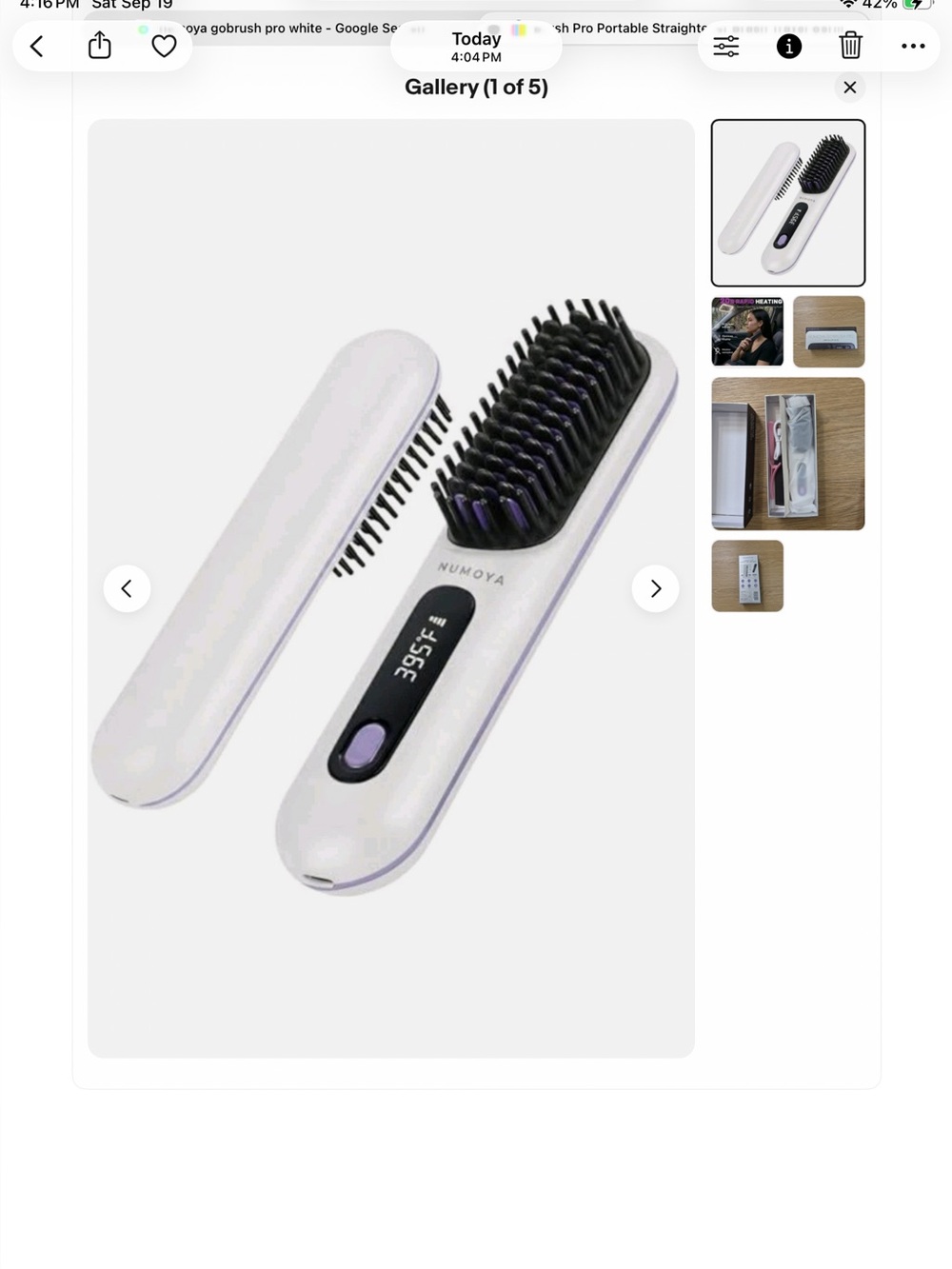 White Heated Straightening Brush - Portable Grooming Tool